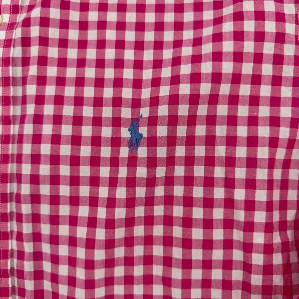 Polo Ralph Lauren Mens XL Classic Fit Pink Gingham Check Button Down Shirt Pony